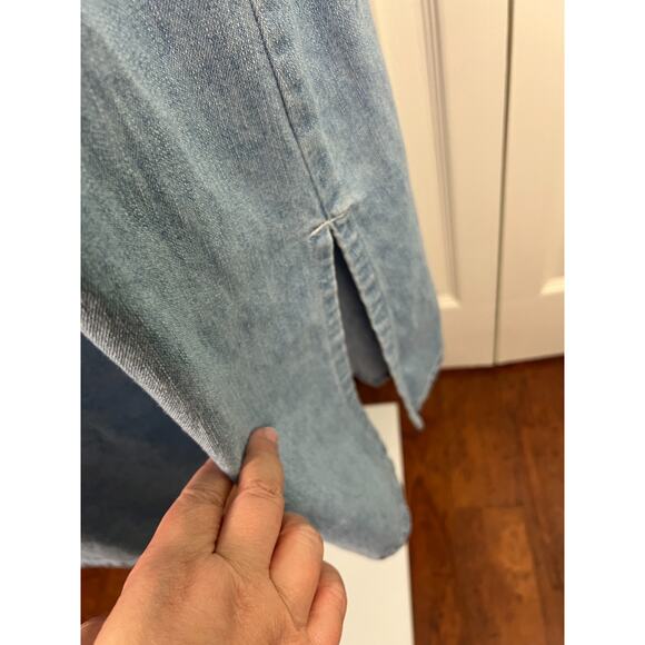 Vintage Denim Maxi Jean Dress Size 10 Short Sleeve Prairie Modest Boho Casual - Picture 6 of 8